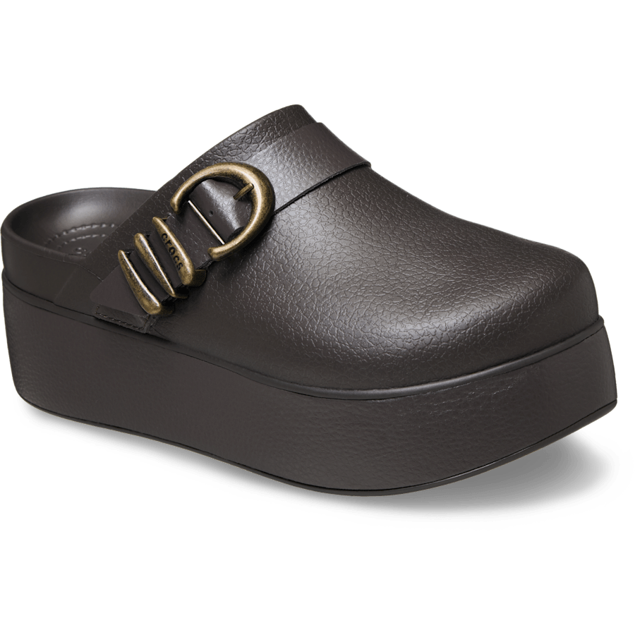 Espresso Dylan Platform Boho Buckle Clog - Angle - Crocs