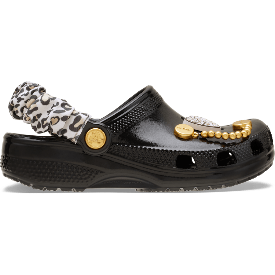 Black/Dulcé Toddler Classic Sassy Leopard Clog - Side - Crocs