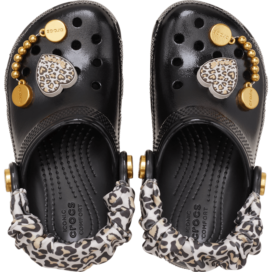 Black/Dulcé Toddler Classic Sassy Leopard Clog - Top - Crocs