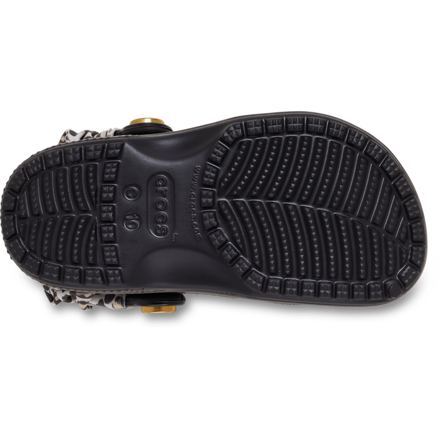 Black/Dulcé Toddler Classic Sassy Leopard Clog - Bottom - Crocs