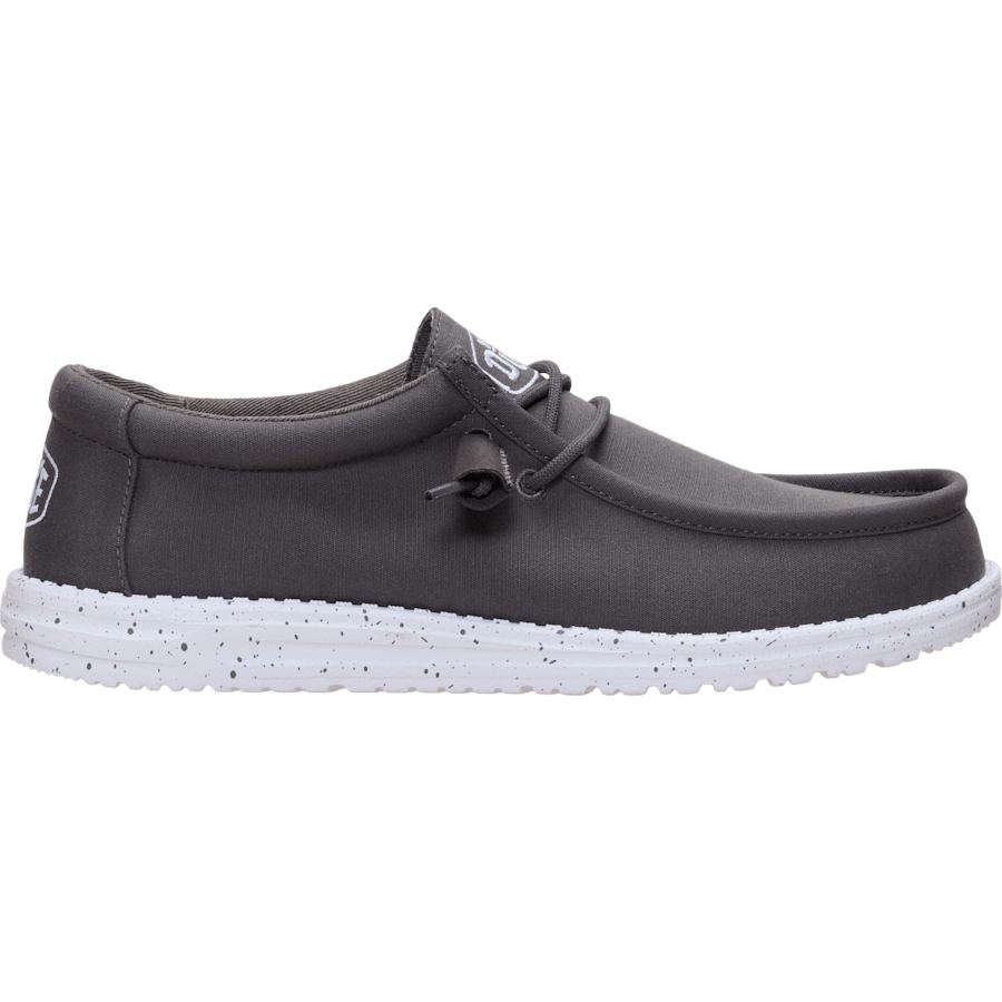 Dark Grey Wally Slub Canvas - Side - HEYDUDE