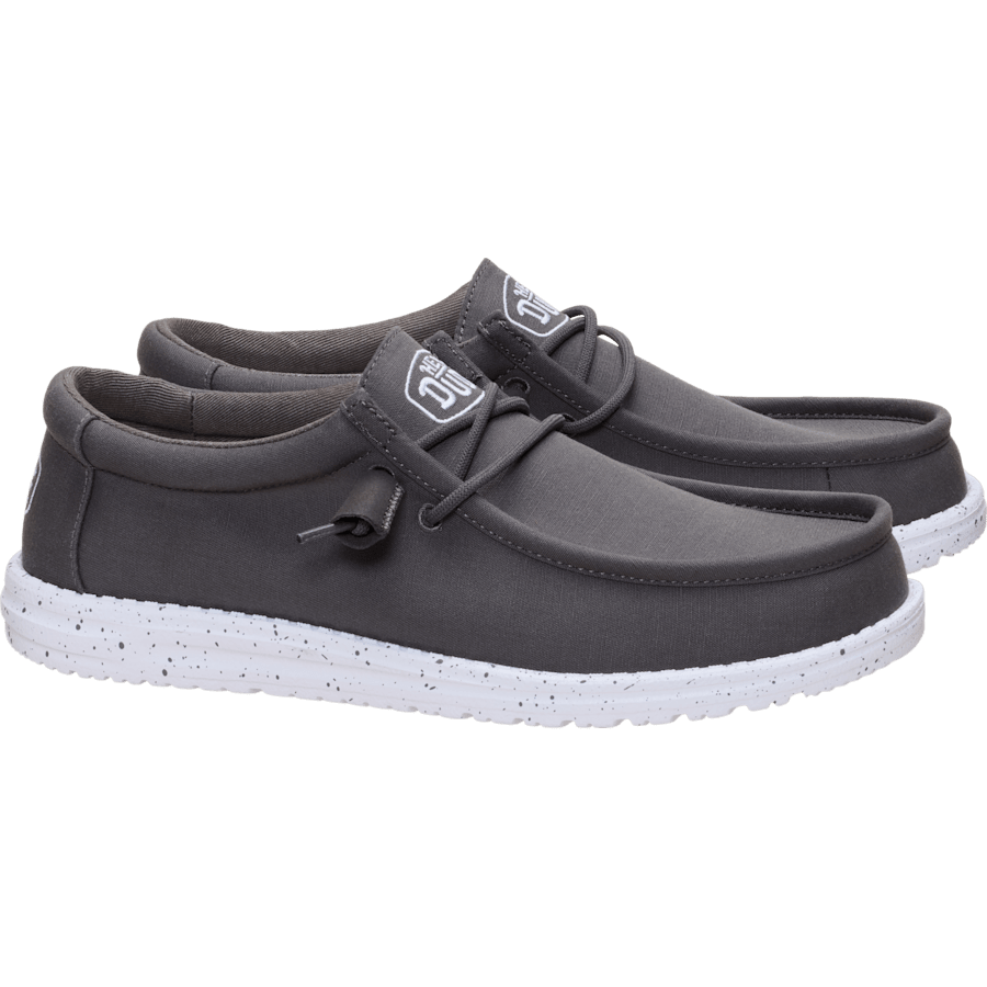 Dark Grey Wally Slub Canvas - Pair - HEYDUDE