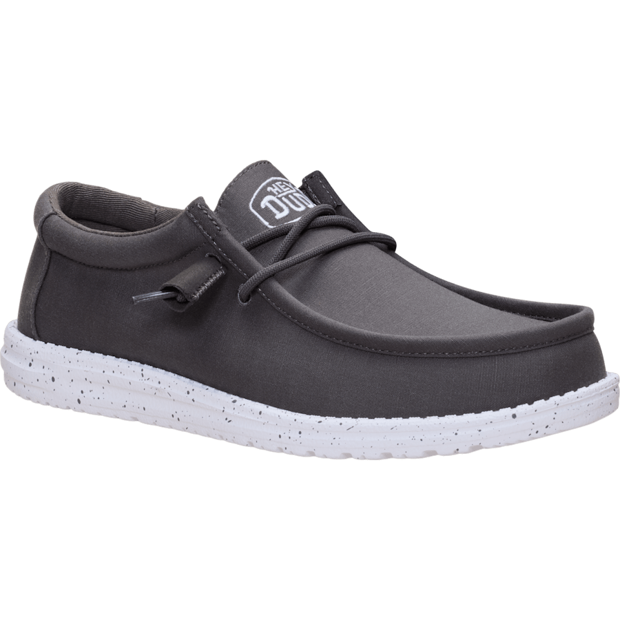 Dark Grey Wally Slub Canvas - Angle - HEYDUDE