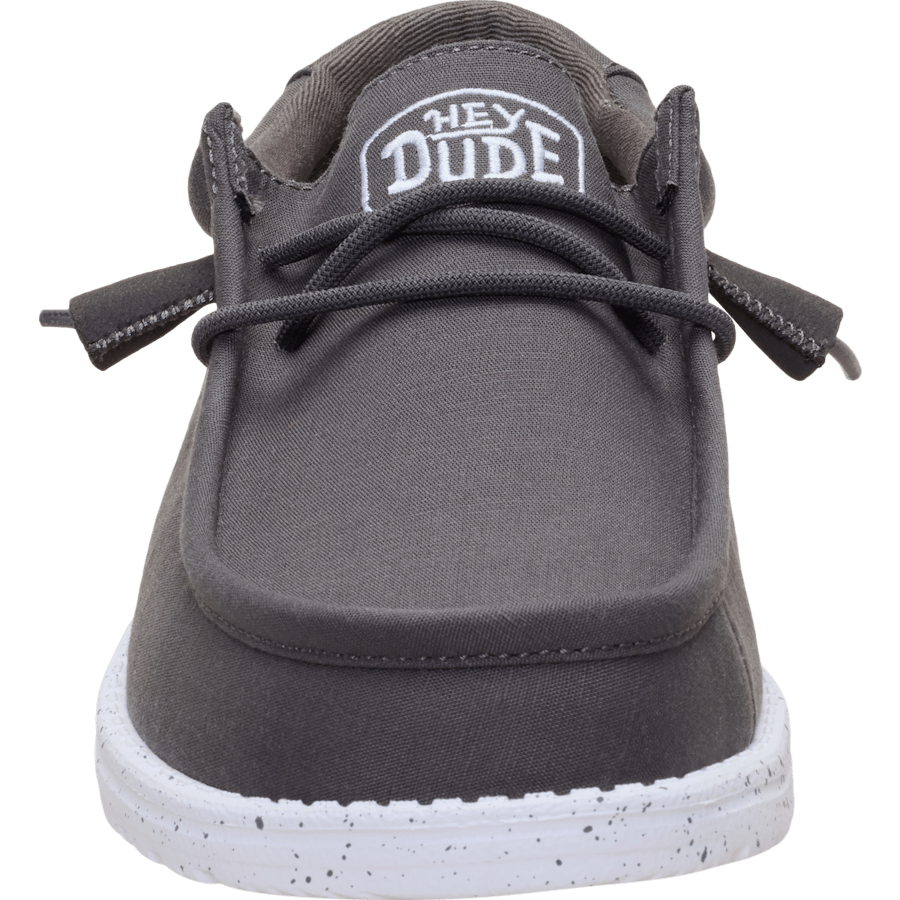 Dark Grey Wally Slub Canvas - Front - HEYDUDE
