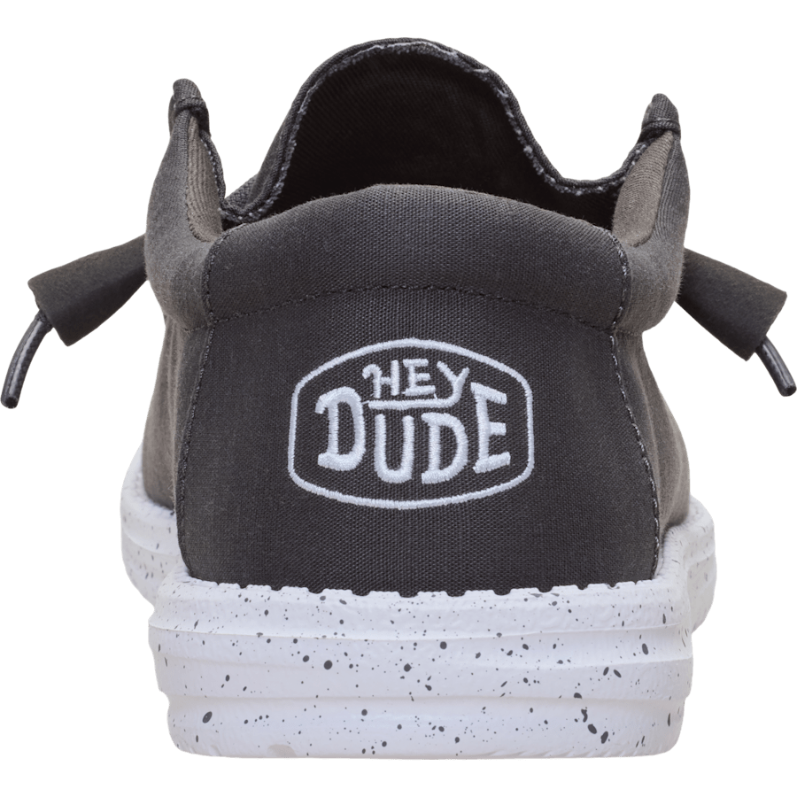 Dark Grey Wally Slub Canvas - Back - HEYDUDE