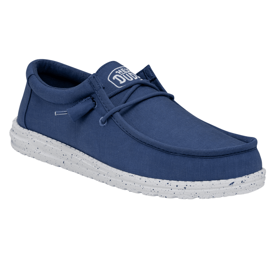 True Blue Wally Slub Blk - Angle - HEYDUDE