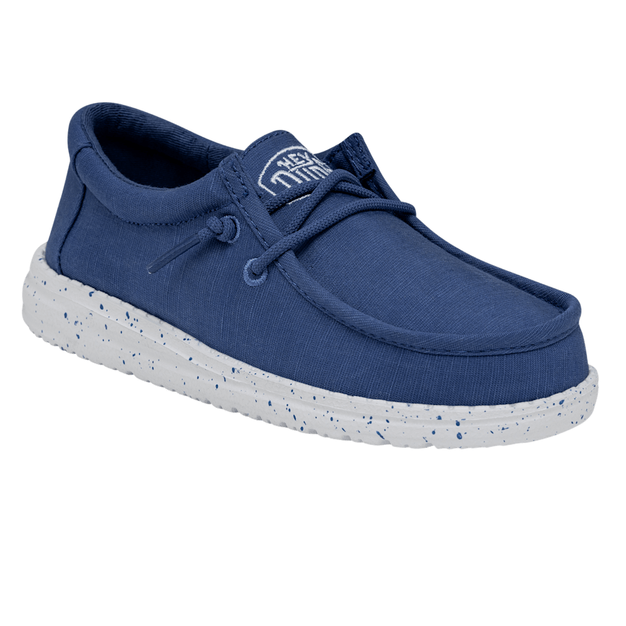 True Blue Wally Youth Slub Canvas - Angle - HEYDUDE