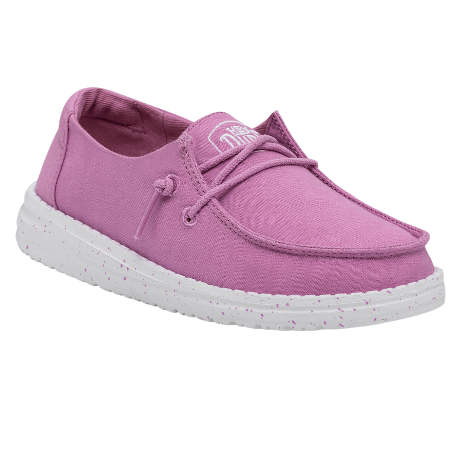 Violet Wendy Youth Slub Canvas - Angle - HEYDUDE