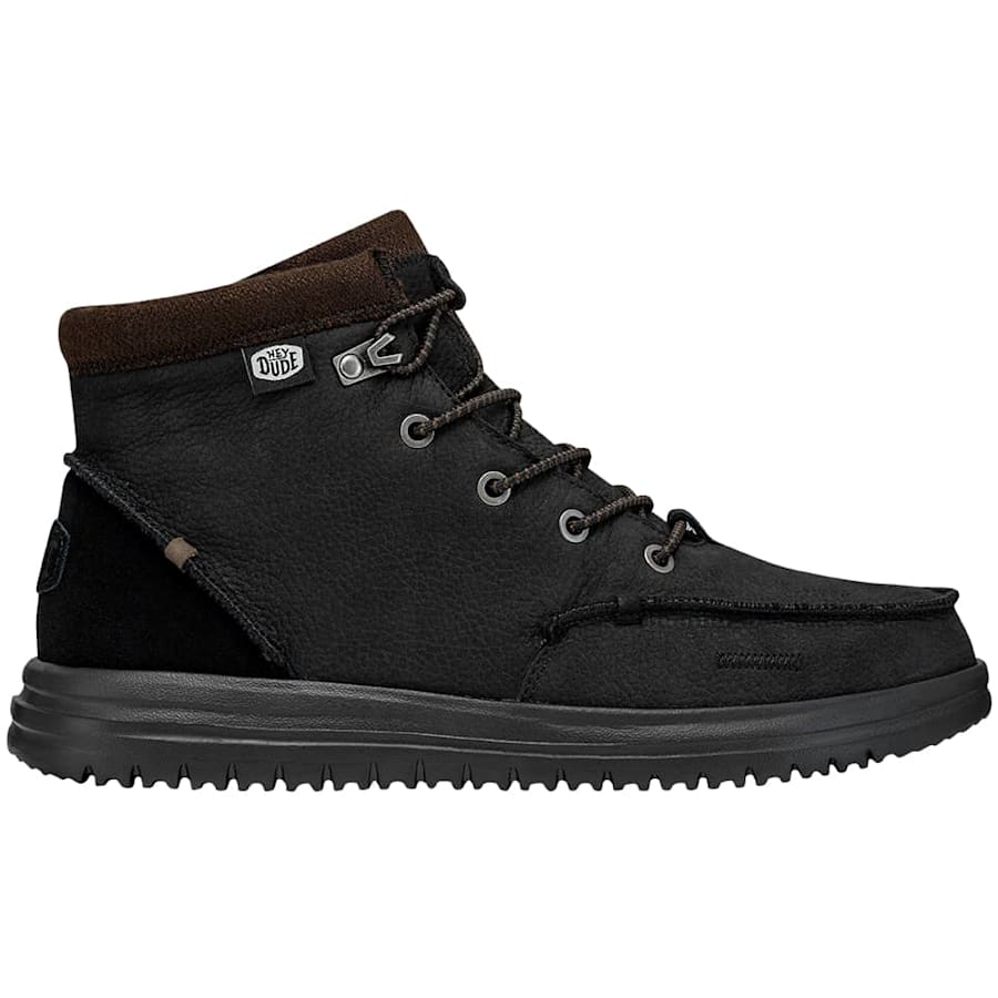 Black Bradley Unisex Boot Leather - Side - HEYDUDE