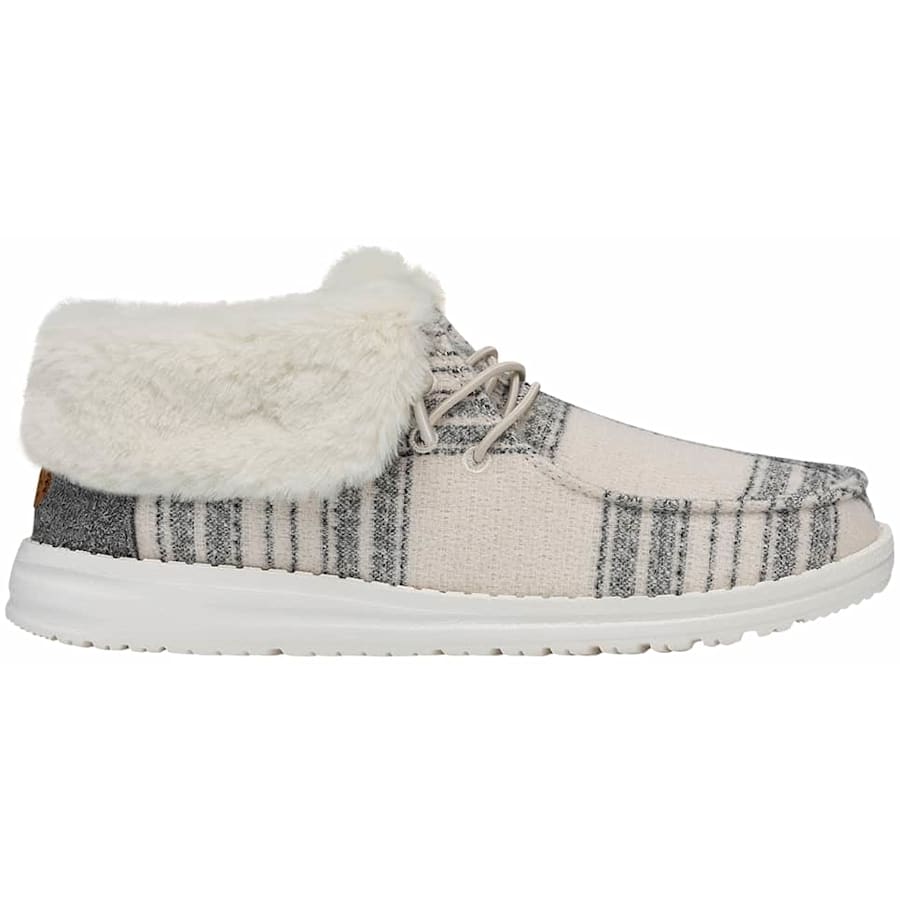 Grey Wendy Fold Boot Plaid Cozy - Side - HEYDUDE