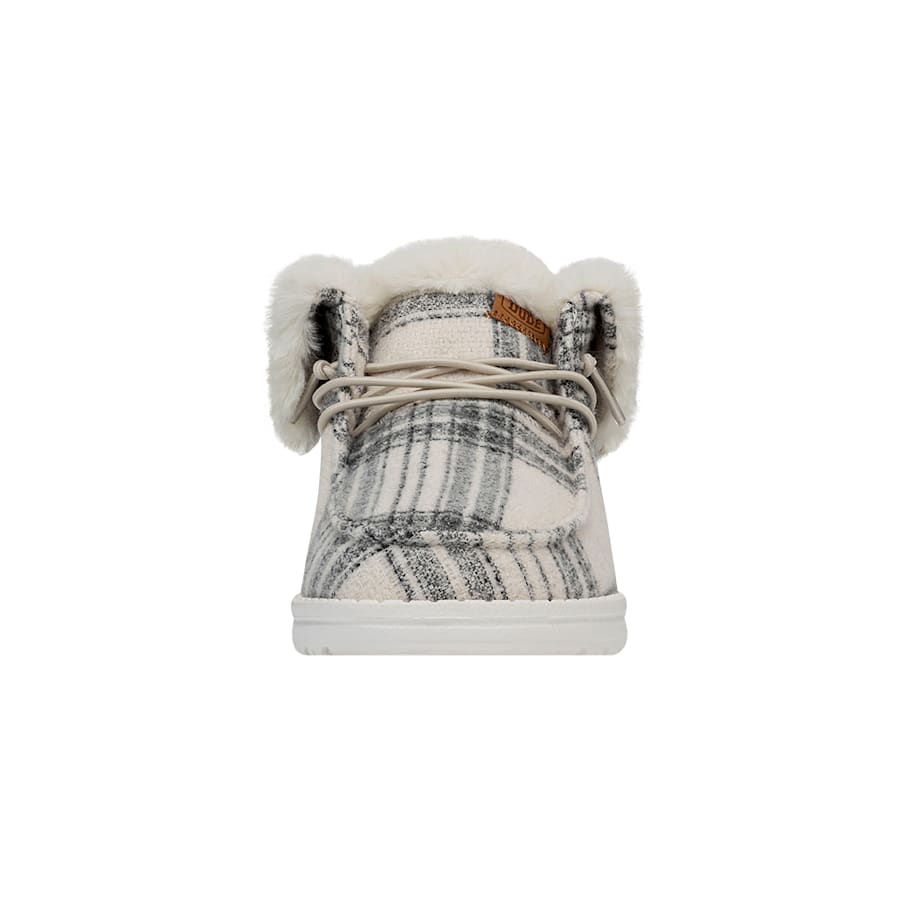 Grey Wendy Fold Boot Plaid Cozy - Front - HEYDUDE