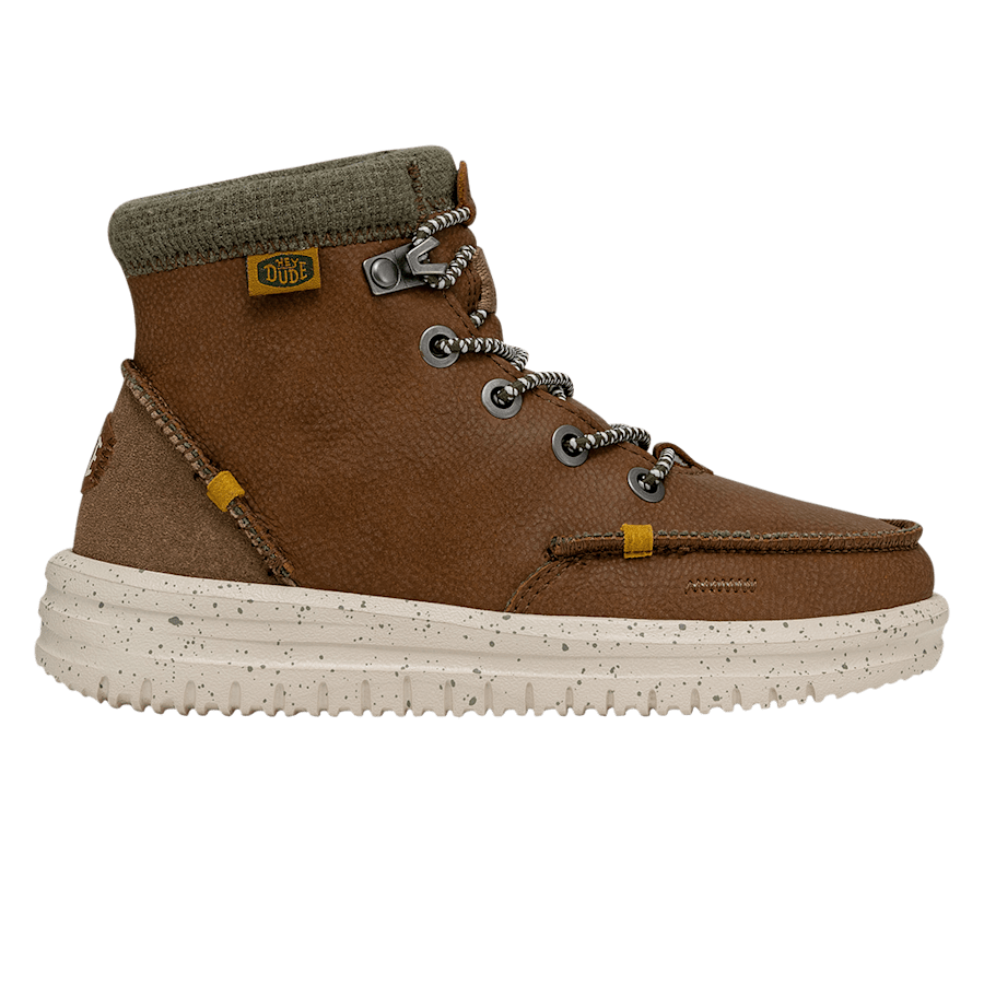 Walnut Bradley Boot Youth Leather - Side - HEYDUDE