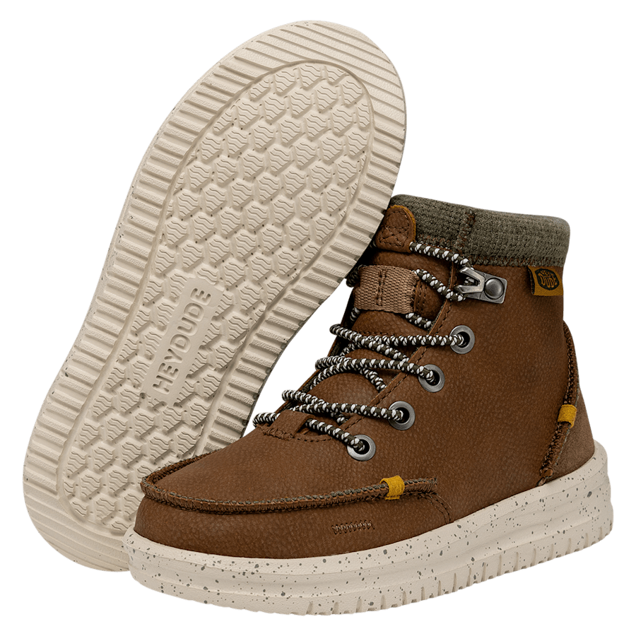 Walnut Bradley Boot Youth Leather - Bottom - HEYDUDE