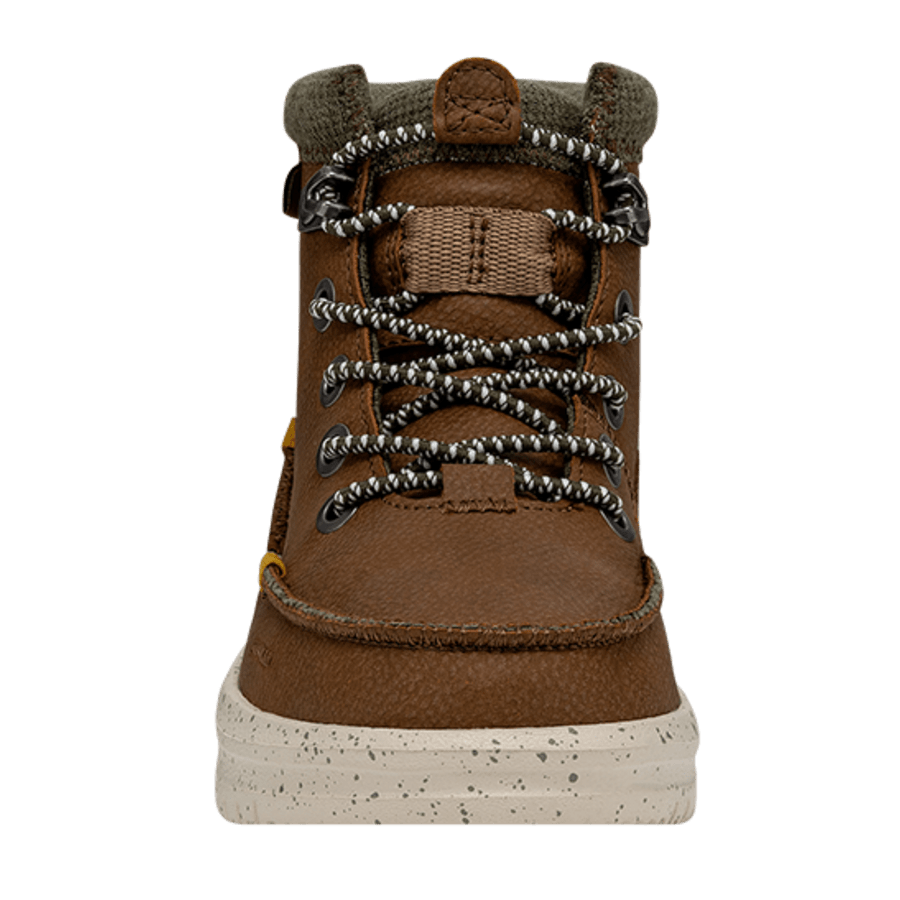 Walnut Bradley Boot Youth Leather - Front - HEYDUDE
