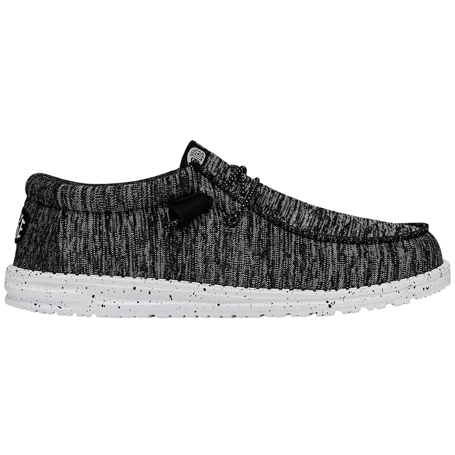 Black / White Wally Sport Knit - Côté - HEYDUDE