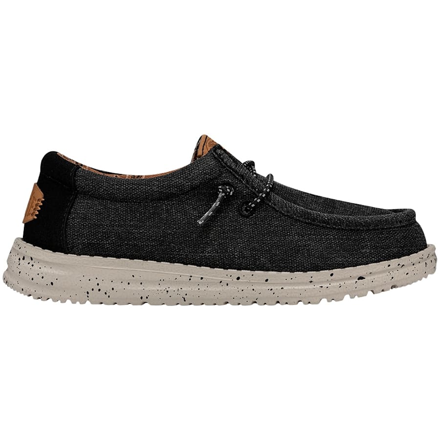 Black Wally Youth Washed Canvas - Side - HEYDUDE