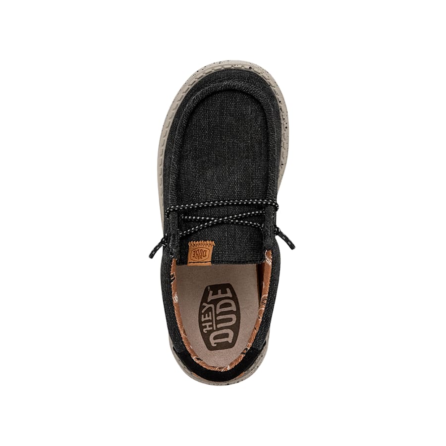 Black Wally Youth Washed Canvas - Top - HEYDUDE