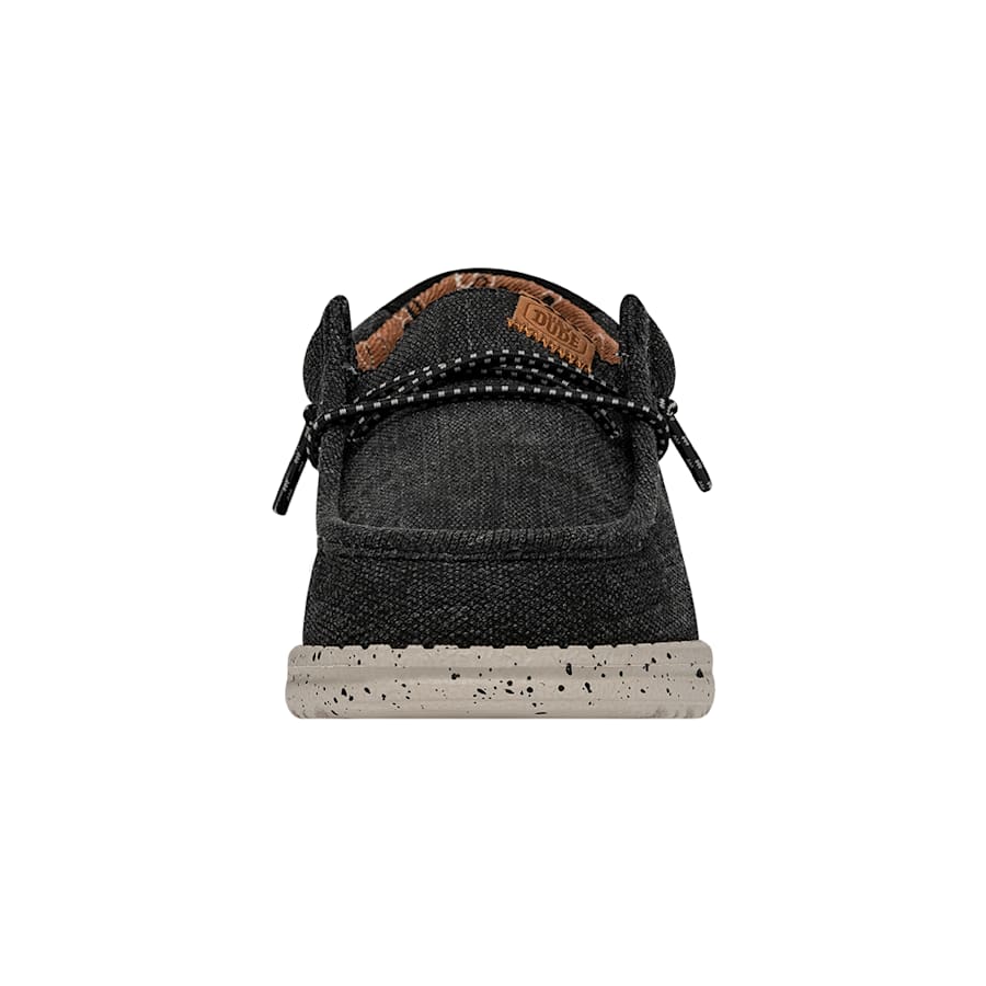 Black Wally Youth Washed Canvas - Front - HEYDUDE