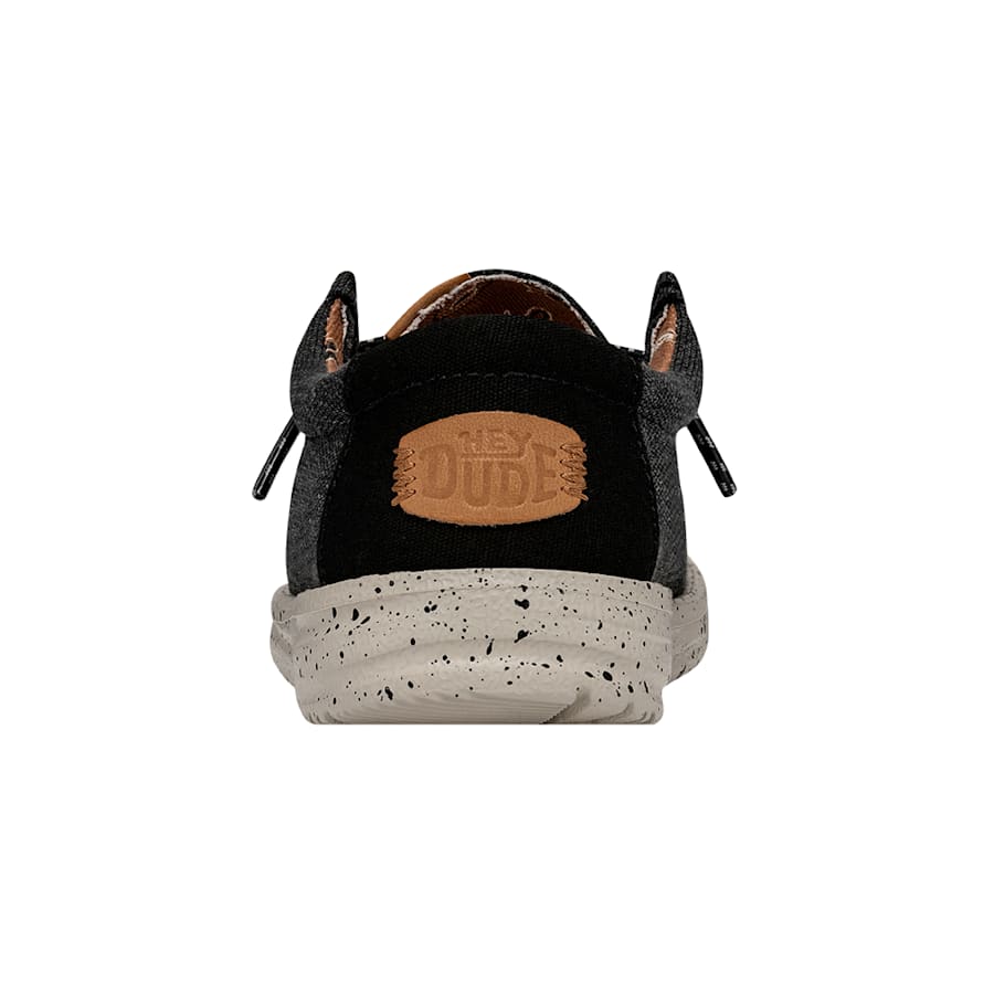 Black Wally Youth Washed Canvas - Back - HEYDUDE