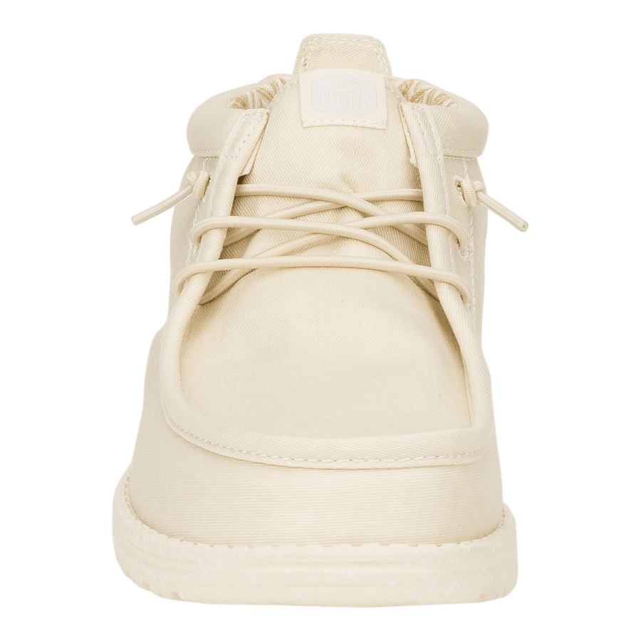 Bone White Wally Mid Stretch Canvas - Front - HEYDUDE