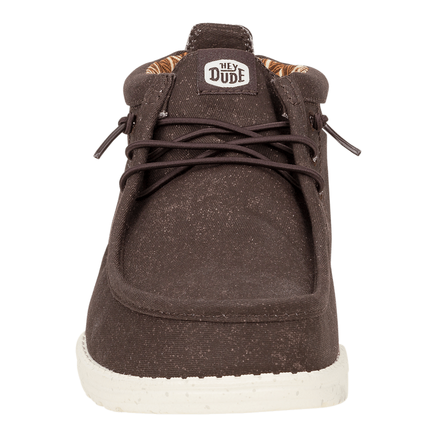 Mole Brown Wally Mid Stretch Canvas - Front - HEYDUDE