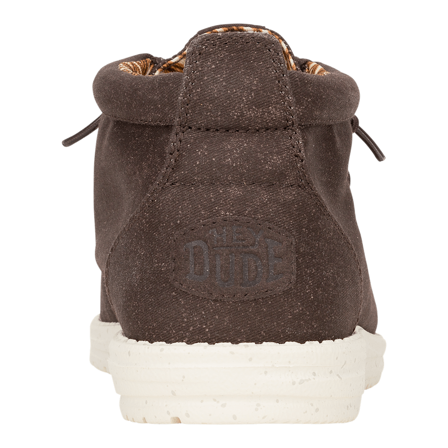 Mole Brown Wally Mid Stretch Canvas - Back - HEYDUDE