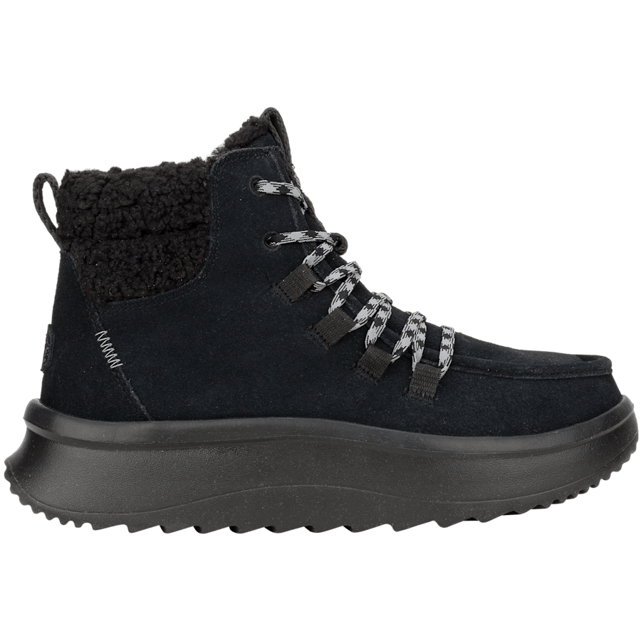 Black / Black Wendy Peak Apres Suede Cozy - Side - HEYDUDE