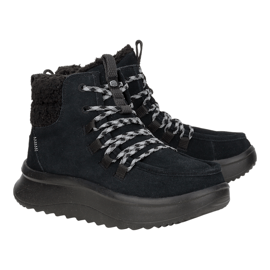 Black / Black Wendy Peak Apres Suede Cozy - Pair - HEYDUDE