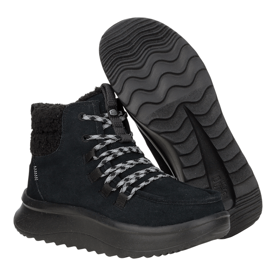 Black / Black Wendy Peak Apres Suede Cozy - Bottom - HEYDUDE