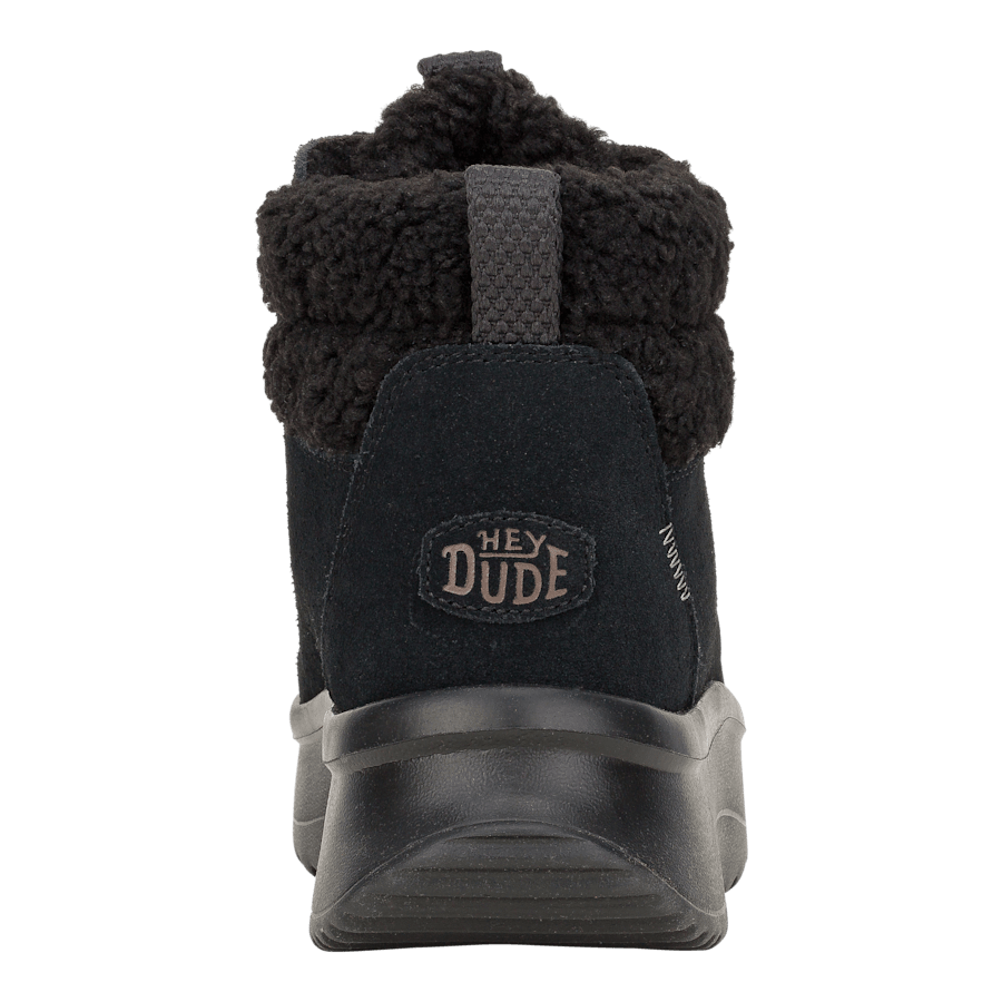 Black / Black Wendy Peak Apres Suede Cozy - Back - HEYDUDE