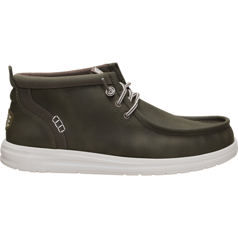 Deep Olive Wally Mid GripR Classic - Side - HEYDUDE
