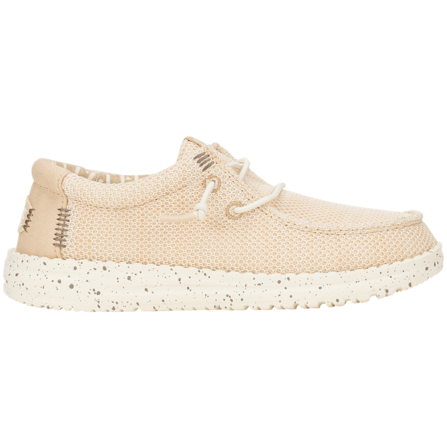 Irish Cream / Egret Wally Youth Stretch Sox - Side - HEYDUDE