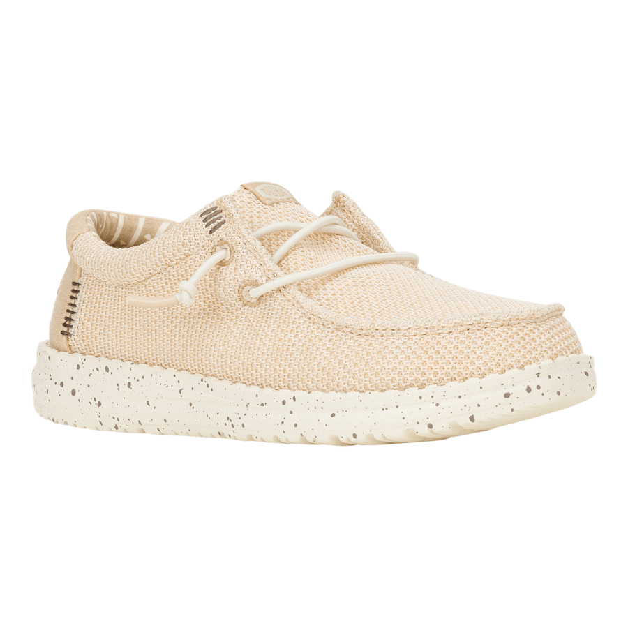 Irish Cream / Egret Wally Youth Stretch Sox - Angle - HEYDUDE
