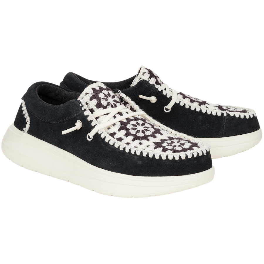 Black / Multi Wendy COMF Suede Crochet - Pair - HEYDUDE