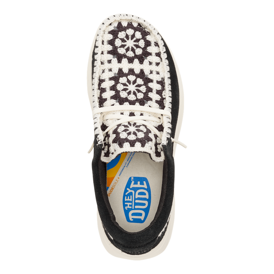 Black / Multi Wendy COMF Suede Crochet - Top - HEYDUDE