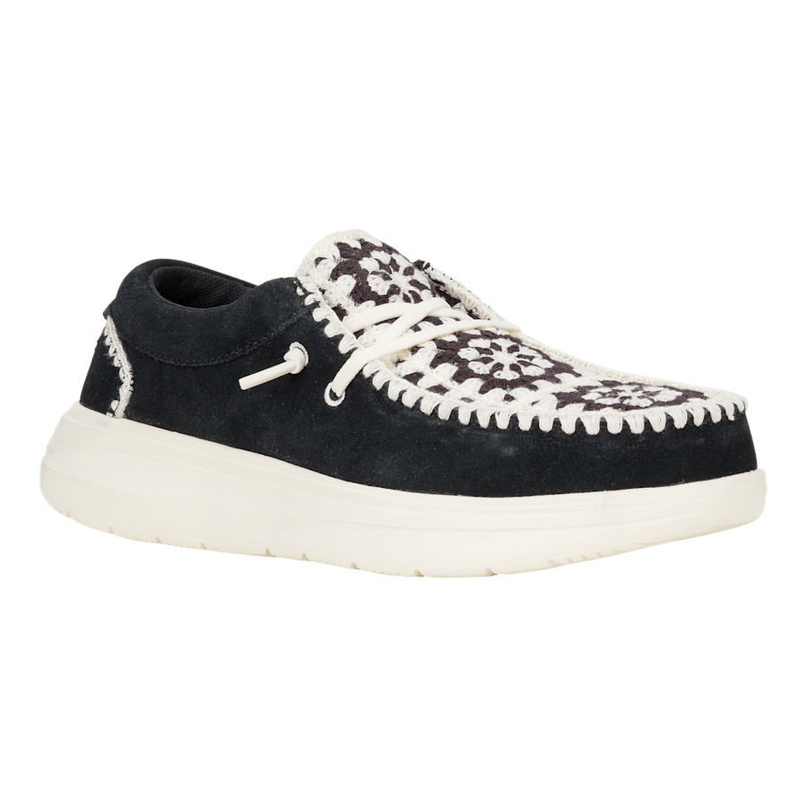 Black / Multi Wendy COMF Suede Crochet - Angle - HEYDUDE