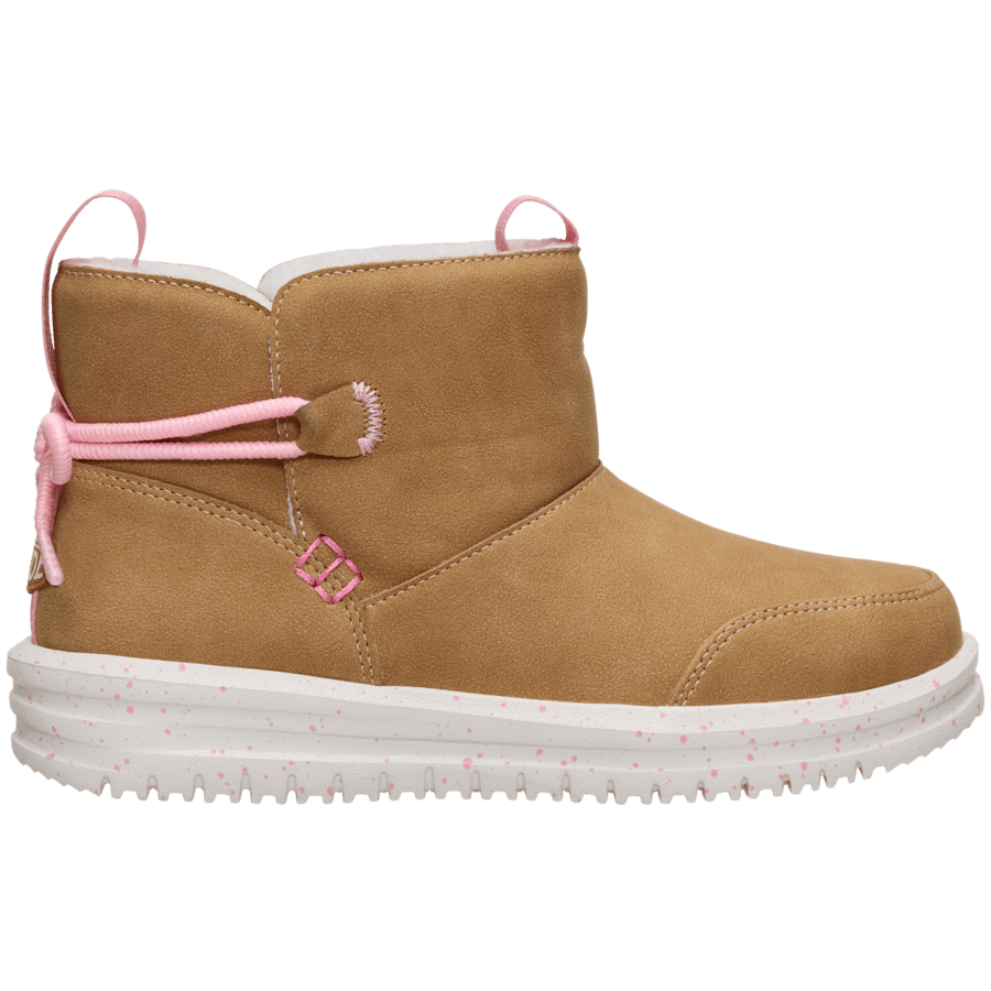 Chestnut Camden Bow Boot Youth Cozy - Side - HEYDUDE
