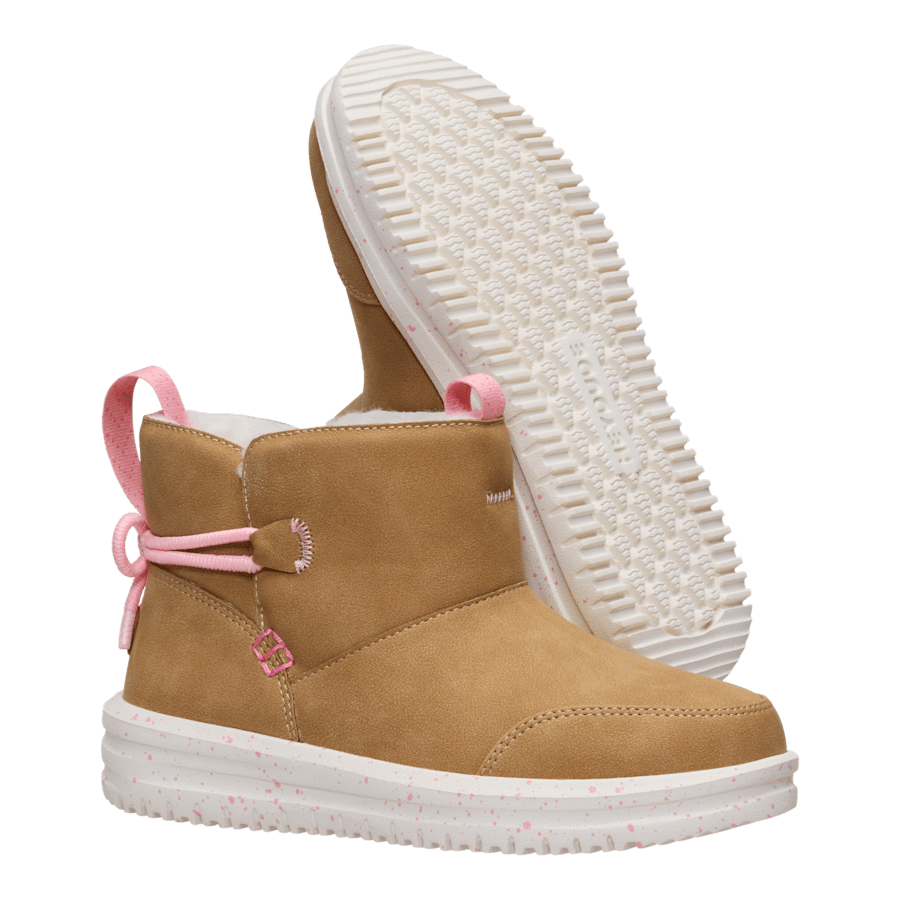 Chestnut Camden Bow Boot Youth Cozy - Bottom - HEYDUDE