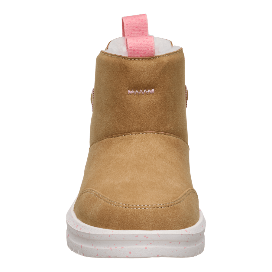 Chestnut Camden Bow Boot Youth Cozy - Front - HEYDUDE
