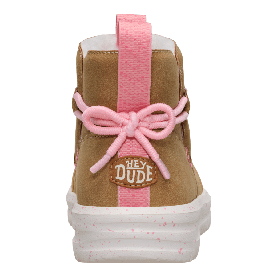 Chestnut Camden Bow Boot Youth Cozy - Back - HEYDUDE