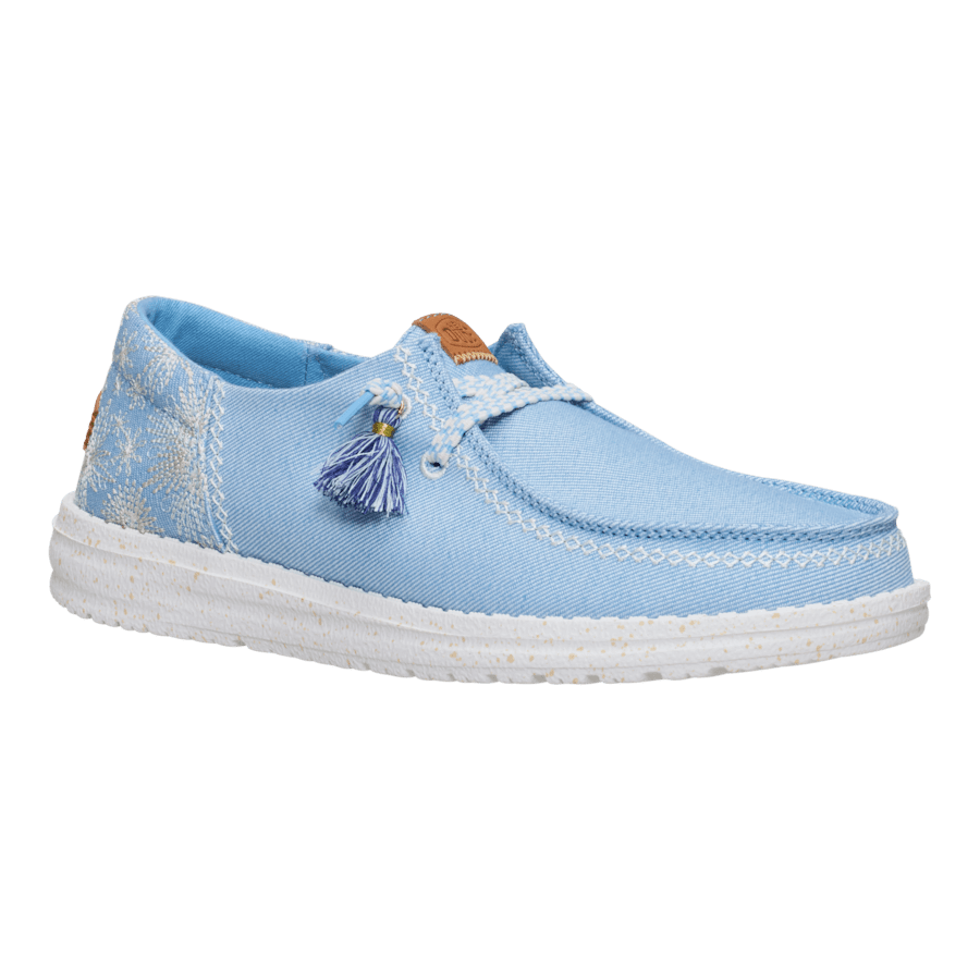 Blue Wendy Funk Embroidered Floral Olive - Angle - HEYDUDE