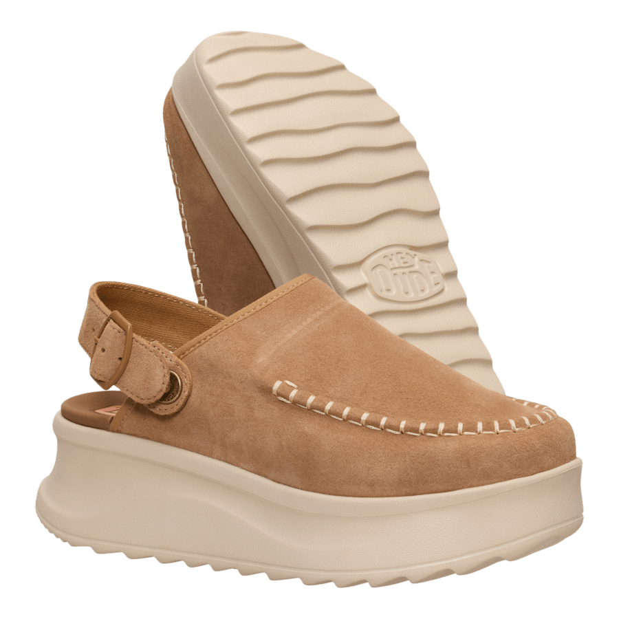 Tan Delray Clog Suede - Bottom - HEYDUDE