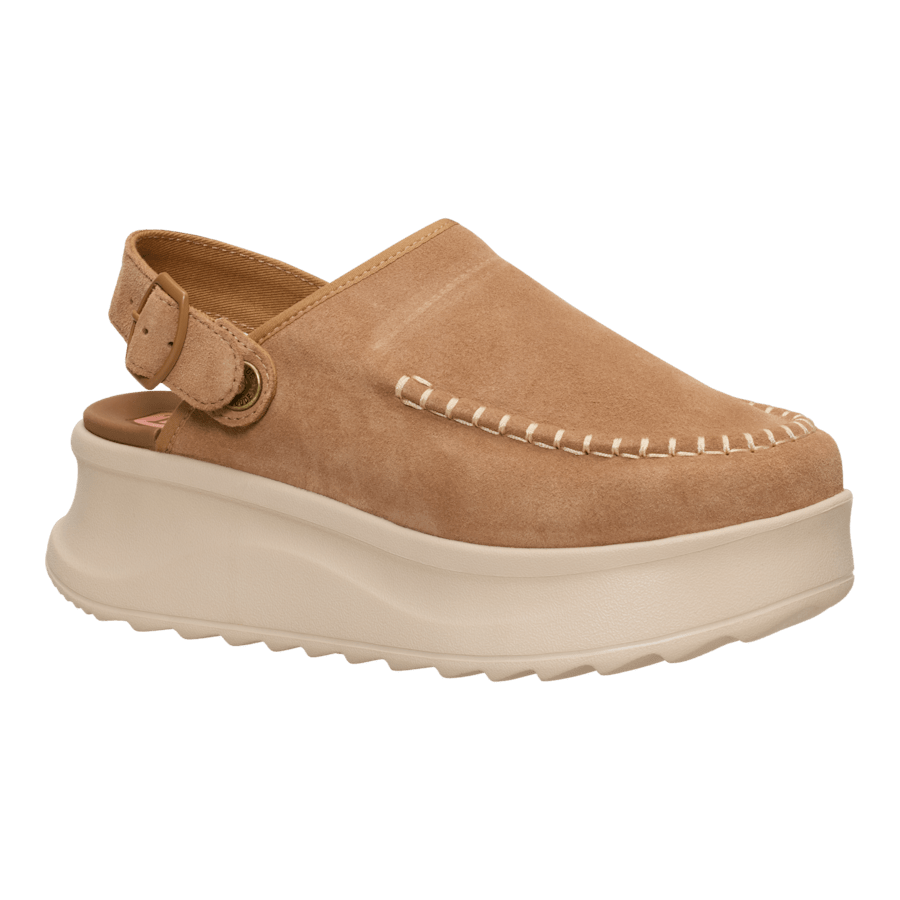 Tan Delray Clog Suede - Angle - HEYDUDE