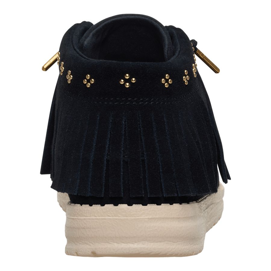 Black Wendy Mid Fringe Cowgirl Suede - Back - HEYDUDE