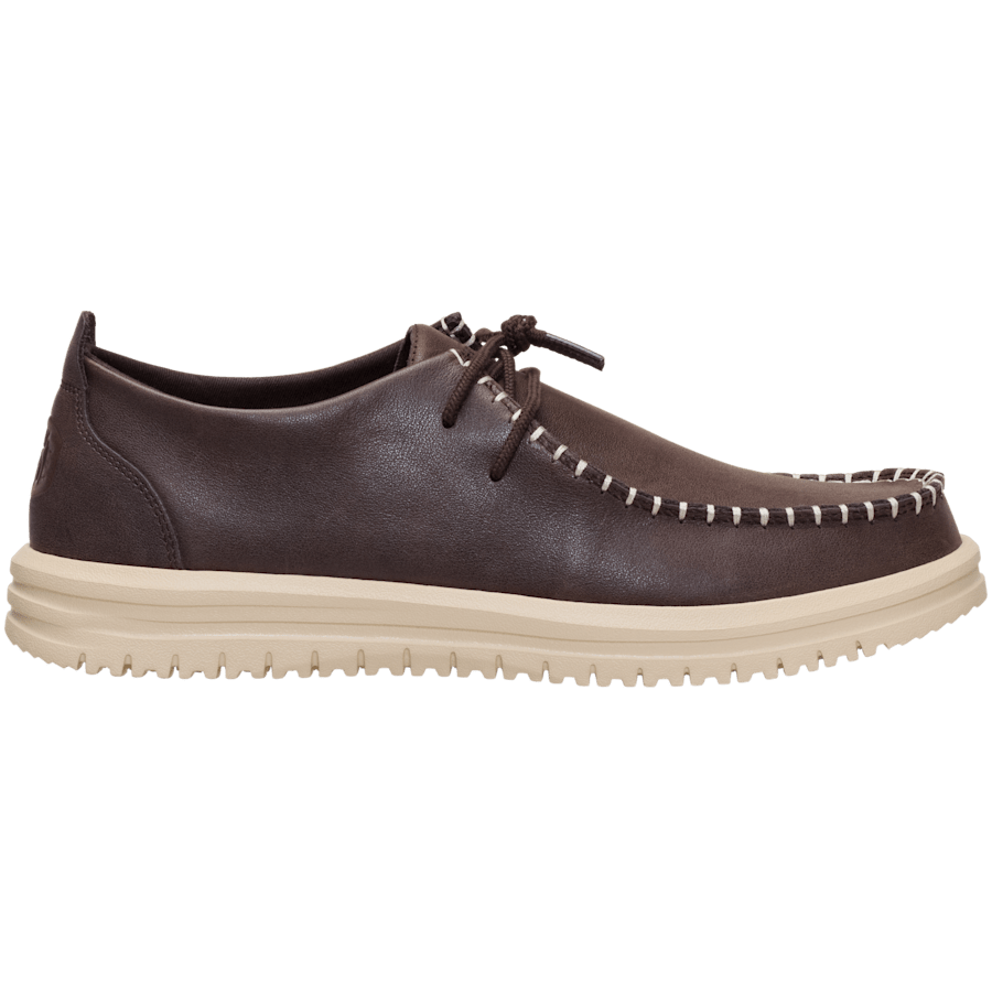 Mole Brown / Wood Ash Wally NXT Moc Leather - Side - HEYDUDE