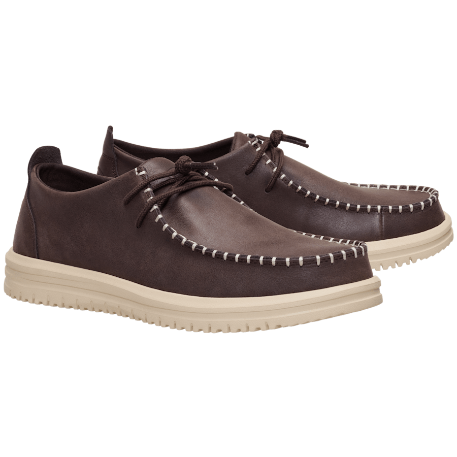 Mole Brown / Wood Ash Wally NXT Moc Leather - Pair - HEYDUDE