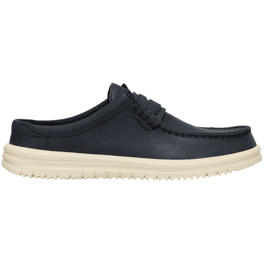 Black / Wood Ash Wally NXT Mule Leather - Side - HEYDUDE
