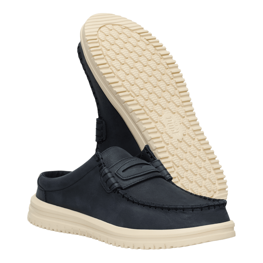 Black / Wood Ash Wally NXT Mule Leather - Bottom - HEYDUDE