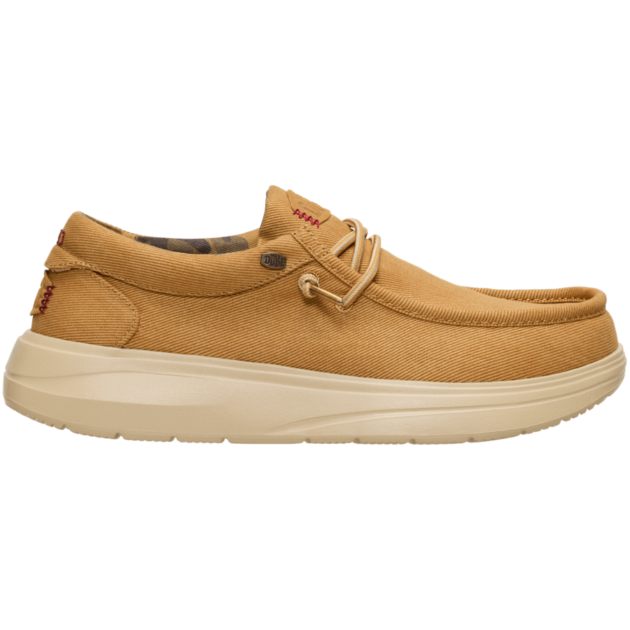 Bone Brown/Olive Grey Wally Twill - Side - HEYDUDE