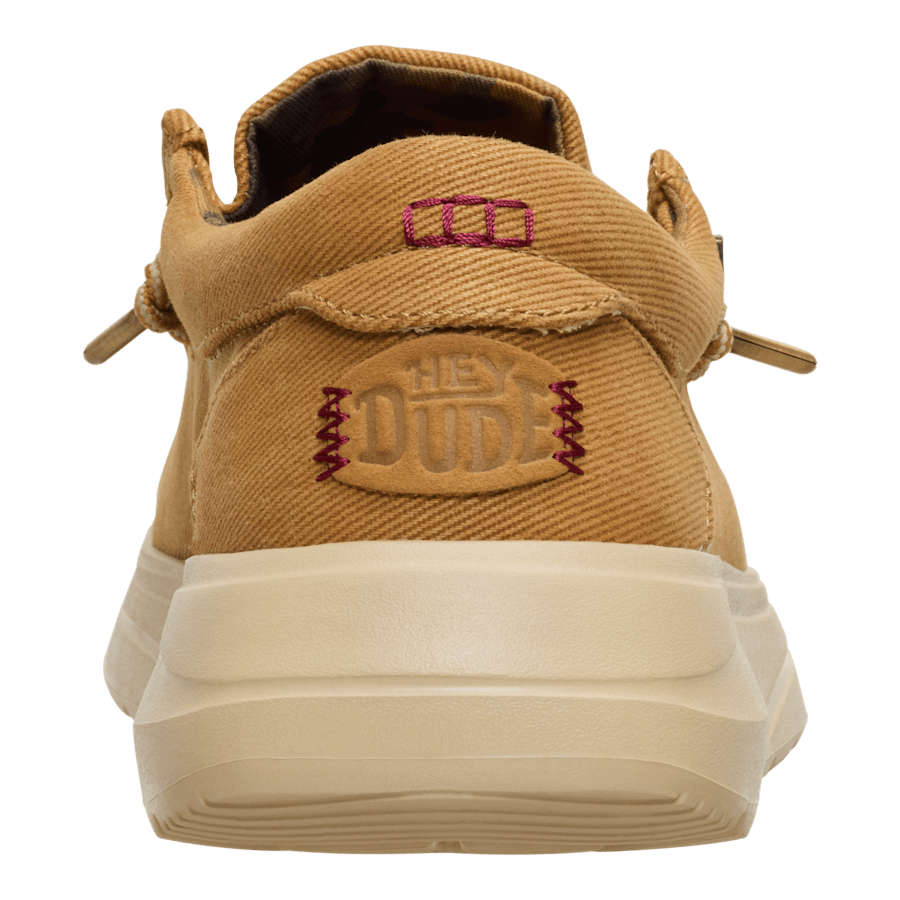 Bone Brown/Olive Grey Wally Twill - Back - HEYDUDE